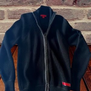 Burberry Mock Neck Zip Up Sweater